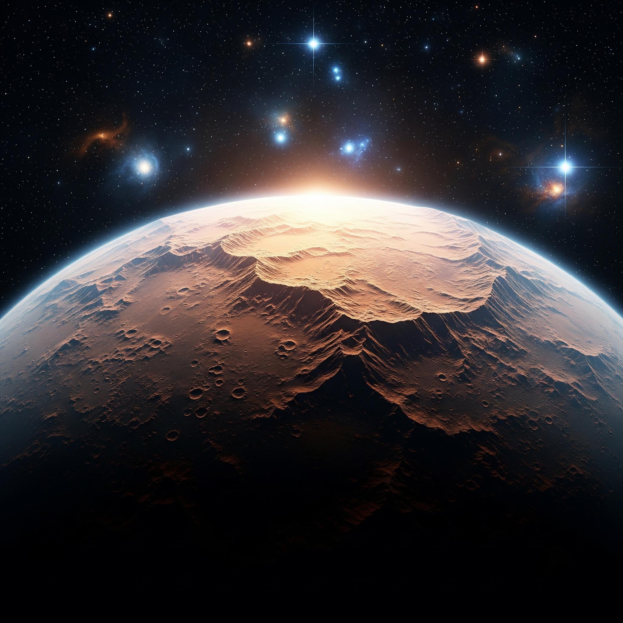 Planetform game hero image showing a desolate alien planet with rocky terrain and atmospheric processing facilities, representing the terraforming challenge players face in this colony simulation game